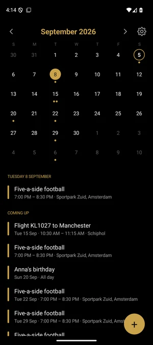 Calendar — Any day, and what follows