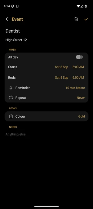 Calendar — One event, all of it