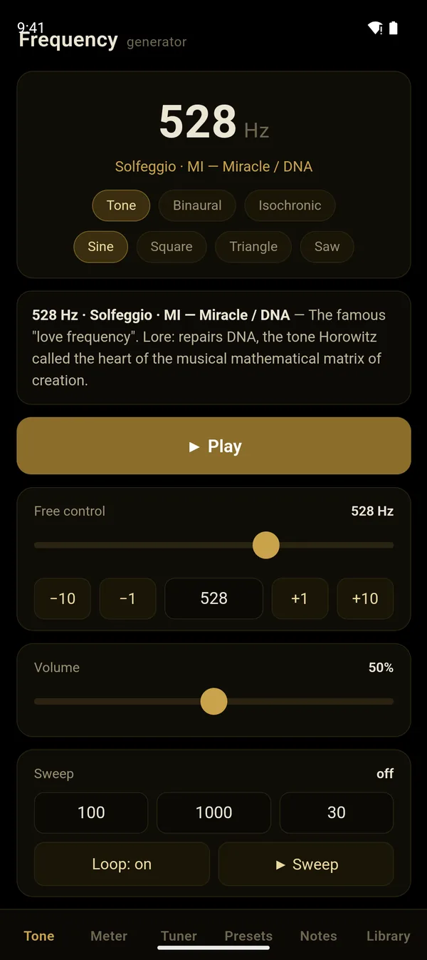 Frequency — Tone generator